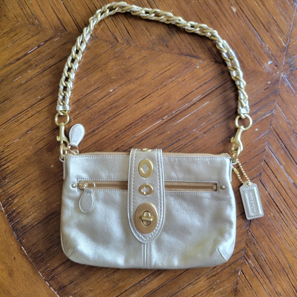 Coach gold leather purse